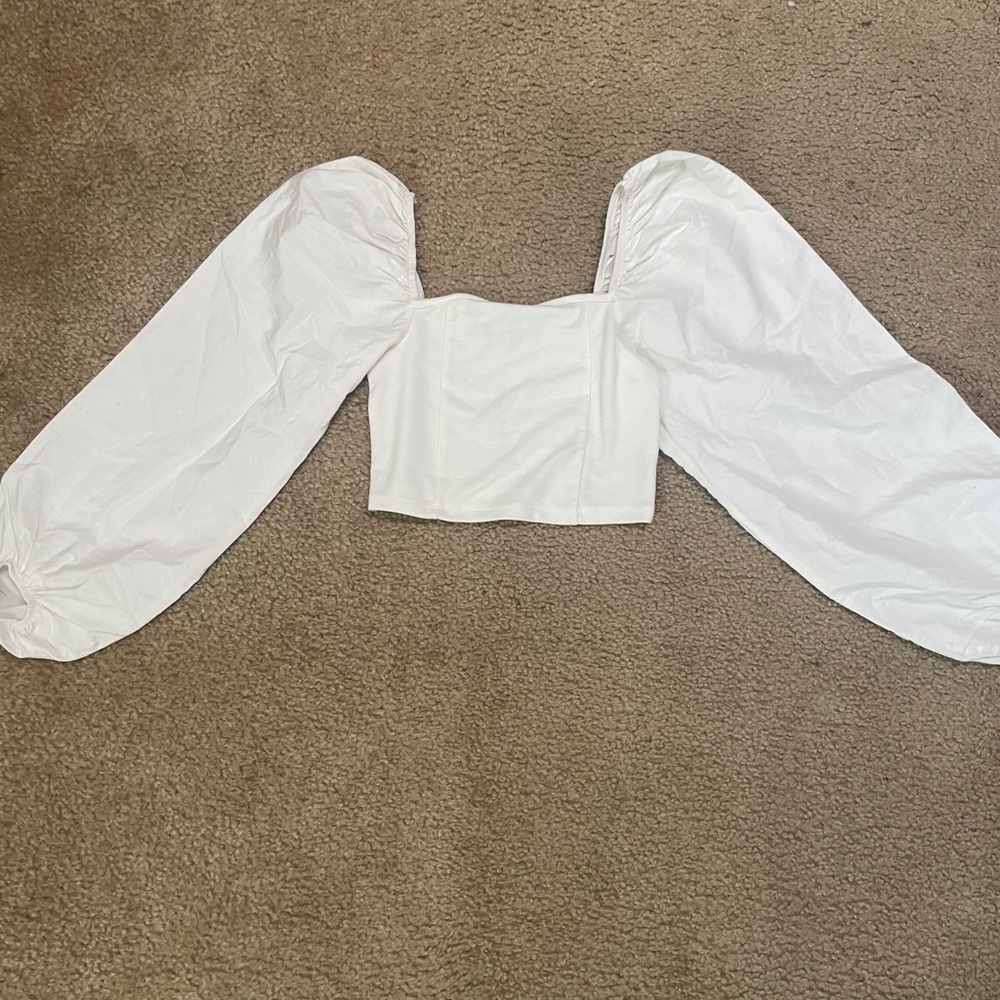 Topshop White Dramatic Sleeve Blouse